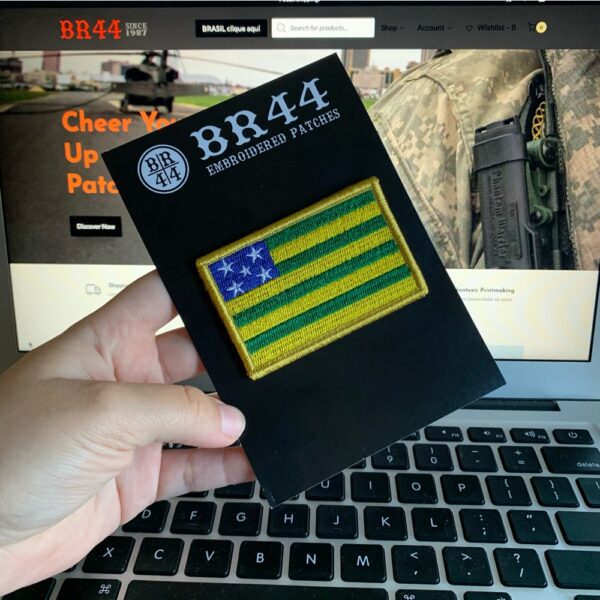 BE0172V01 Bandeira Goiás Brasil Patch Bordado Fecho Contato - Imagem 3