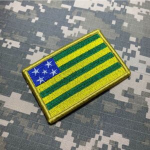 BE0172V01 Bandeira Goiás Brasil Patch Bordado Fecho Contato