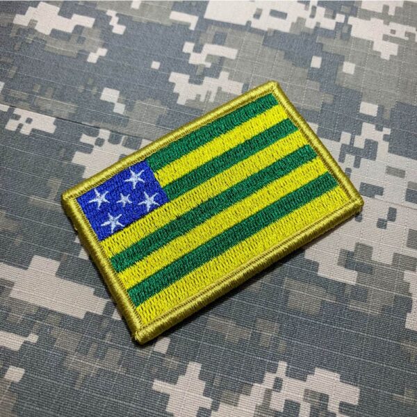 BE0172V01 Bandeira Goiás Brasil Patch Bordado Fecho Contato - Imagem 2