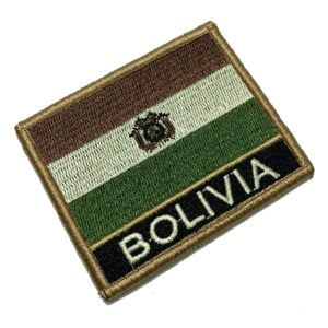 BP0029NV03 Bandeira Bolívia Bordado Fecho Contato