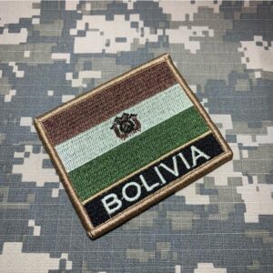 BP0029NV03 Bandeira Bolívia Bordado Fecho Contato