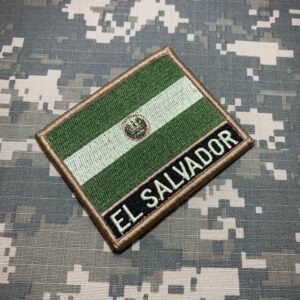 BP0203NV03 Bandeira El Salvador Patch Bordado Fecho Contato