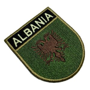 BP0221ET03 Bandeira Albânia Patch Bordado Termo Adesivo