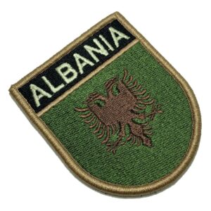 BP0221EV03 Bandeira Albânia Patch Bordado Fecho Contato