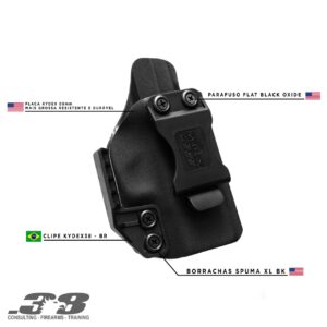 Coldre Kydex38® Glock G17 e G17 Mos Porte Velado Destro