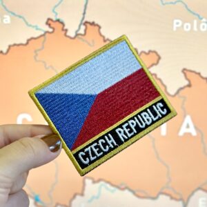 BP0085N-001 Bandeira República Tcheca Patch Bordado 7,5×6,3cm