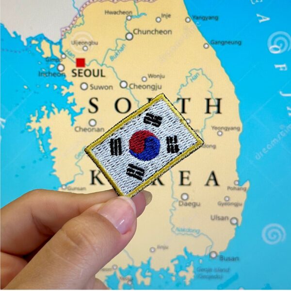 BP0040-031 Bandeira Coreia do Sul Patch Bordado 3,8x2,5cm - Imagem 3