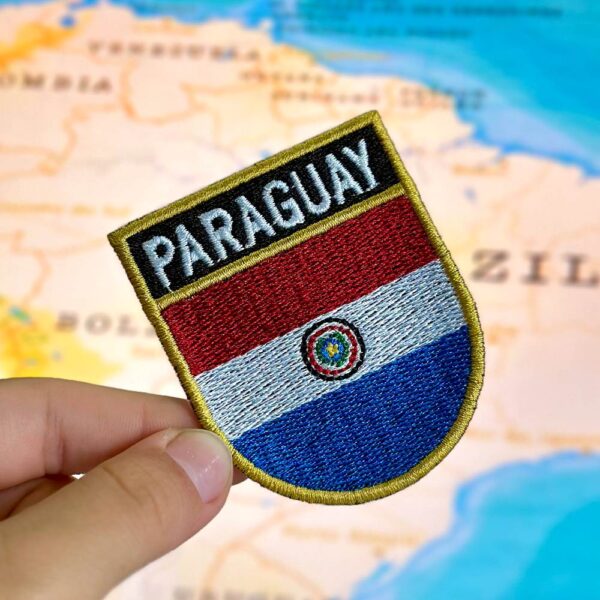 BP0047E-011 Bandeira Paraguai Patch Bordado 5,7x6,8cm - Imagem 3