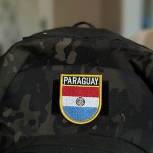 BP0047E-011 Bandeira Paraguai Patch Bordado 5,7×6,8cm