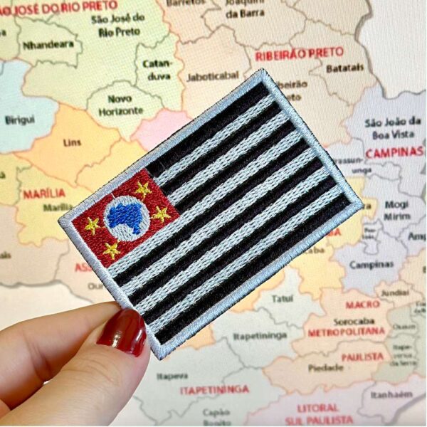 BE0045-006 Bandeira São Paulo Brasil Patch Bordado 7,5x5,0cm - Imagem 4