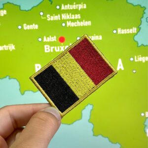 BP0215-011 Bandeira Bélgica Patch Bordado 5,7×3,8cm