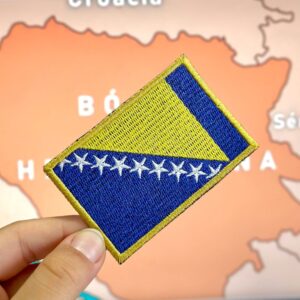 BP0438-001 Bósnia e Herzegovina Bandeira Patch Bordado 7,5×5