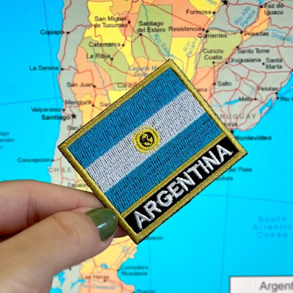 BP0032N-001 Bandeira Argentina Patch Bordado 7,5x6,3cm - Imagem 3