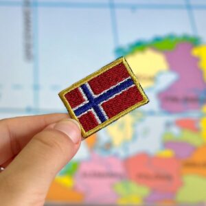 BP0054-031 Bandeira Noruega Patch Bordado 3,8×2,5cm