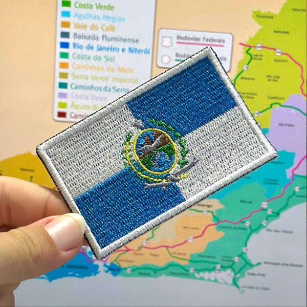 BE0136-006 Bandeira Rio de Janeiro Brasil Patch Bordado 7,5x5,0cm - Imagem 3