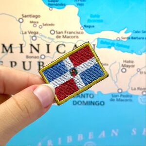 BP0145-031 Bandeira Republica Dominicana  Patch Bordado 3,8×2,5cm