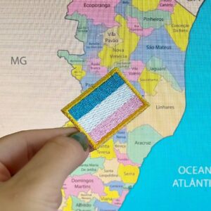 BE0031-031 Bandeira Espirito Santo Patch Bordado 3,8×2,5cm