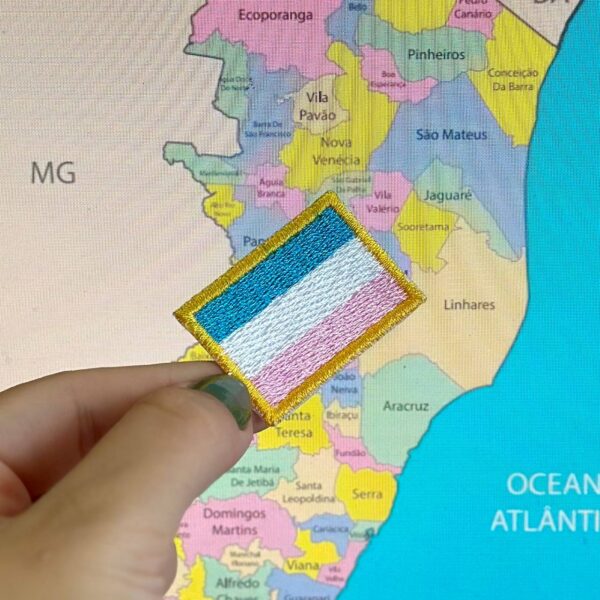 BE0031-031 Bandeira Espirito Santo Patch Bordado 3,8x2,5cm - Imagem 2