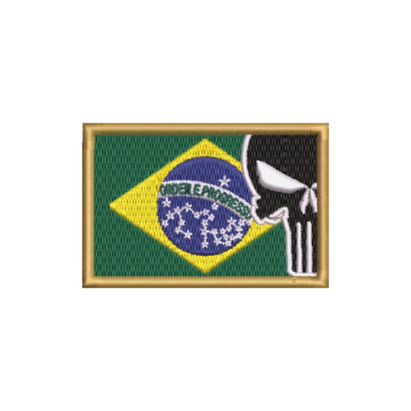 M0139-001 Justiceiro Bandeira Brasil Patch Bordado 7,5x5cm - Imagem 7