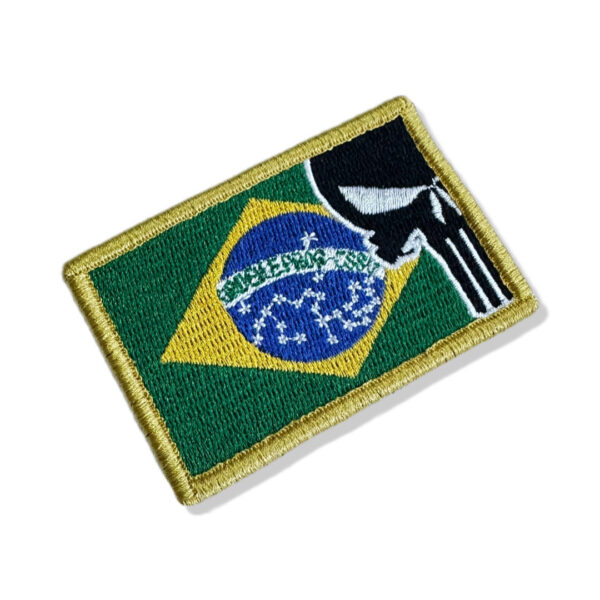 M0139-001 Justiceiro Bandeira Brasil Patch Bordado 7,5x5cm - Imagem 3