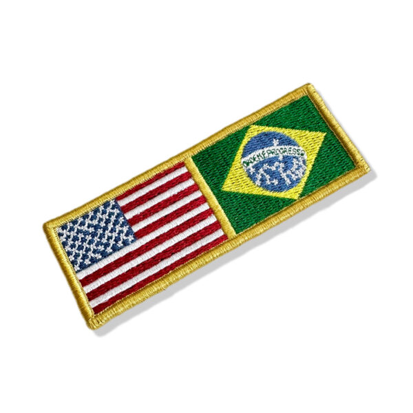 BP0055-0403-011 Bandeira USA Brasil Patch Bordado 11x3,8cm - Imagem 3