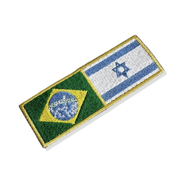 BP0403-0009-011 Bandeira Brasil Israel Patch Bordado 11x3,8cm