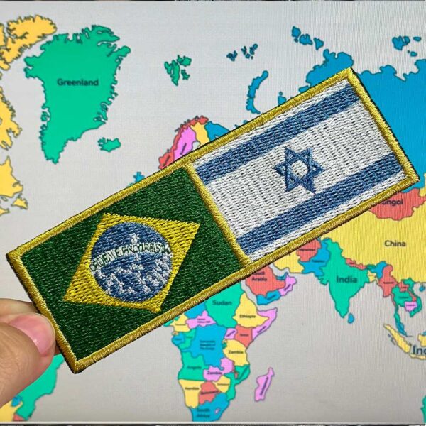 BP0403-0009-011 Bandeira Brasil Israel Patch Bordado 11x3,8cm - Imagem 4