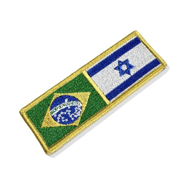 BP0403-0009-011 Bandeira Brasil Israel Patch Bordado 11x3,8cm - Imagem 3