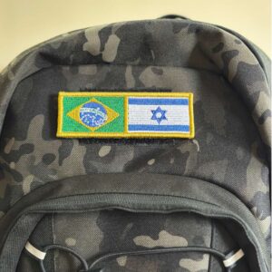 BP0403-0009-011 Bandeira Brasil Israel Patch Bordado 11×3,8cm