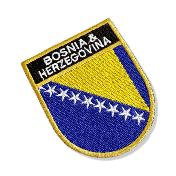 BP0438E-001 Bandeira Bósnia Herzegovina Patch Bordado 6,8x8,0