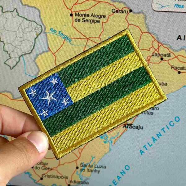 BE0429-001 Bandeira Sergipe Brasil Patch Bordado 7,5x5,0cm - Imagem 2