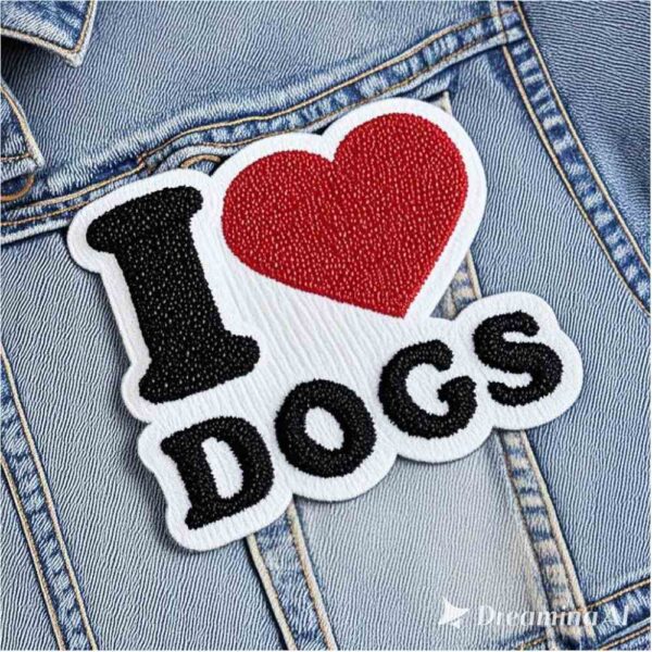 V0011-001 I Love Dogs Patch Bordado 7x6,2cm - Imagem 3
