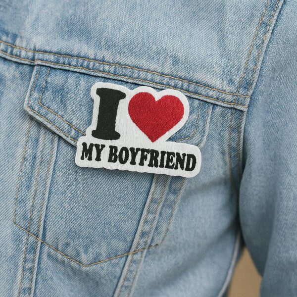 V0015-001 I Love My Boyfriend Patch Bordado 7,2x5,0cm - Imagem 2