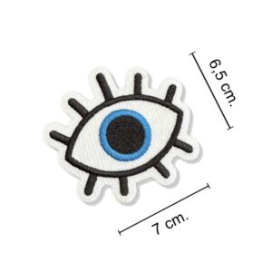 V0034-75A Olho Grego Patch Bordado 6,5×7,0cm