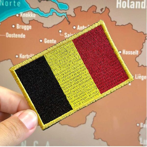BP0215-001 Bandeira Bélgica Patch Bordado 7,5x5,0cm - Imagem 3