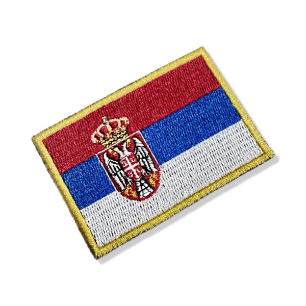 BP0425-001 Bandeira Sérvia Patch Bordado 7,5x5cm