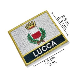 BC0238N-001 Bandeira Lucca Itália Patch Bordado 7,5×6,3cm