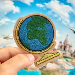 V0043-001 Globo Terrestre Patch Bordado 7,8×6,0cm